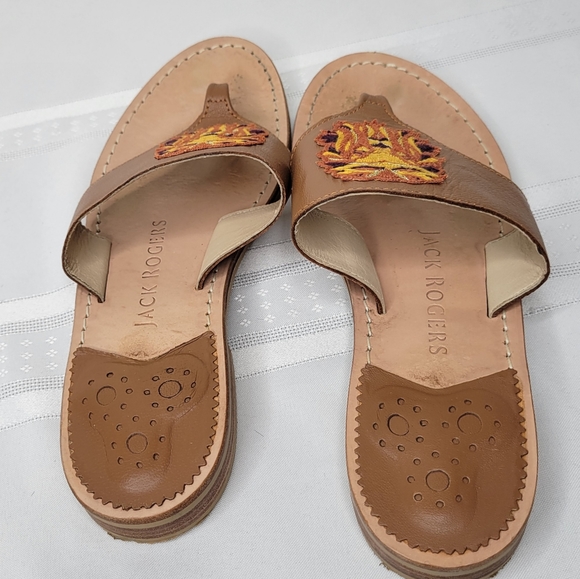 Jack Rogers Luggage Leo Embroidery Leather Sanda size 8 Sandals Made in … - Picture 5 of 16